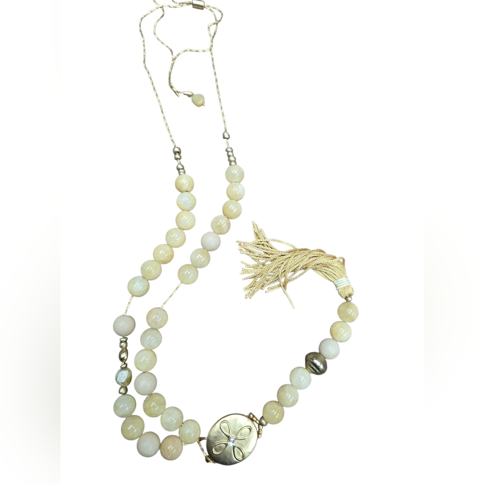 Citrine and Quartz Mala Beads 41" from Pull Tie with Matte Gold Findings - Picture 4 of 6